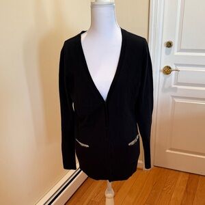 Cache Black Cardigan with Silver Accents